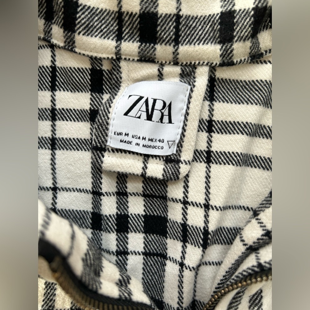 ZARA Shirt in Black and Cream SIZE M - Picture 4 of 7